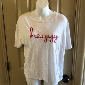 American Eagle Outfitters White Heyyy T-shirt